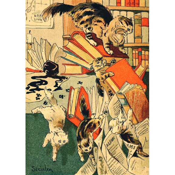 Folle journ_e 1900 Caterwaul Poster Print by Th_ophile Steinlen (24 x 36)