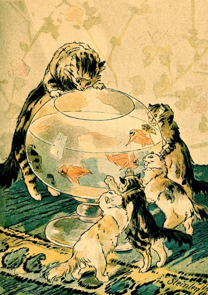Folle journe 1900 Fishbowl Canvas Art - Thophile Steinlen (18 x 24)