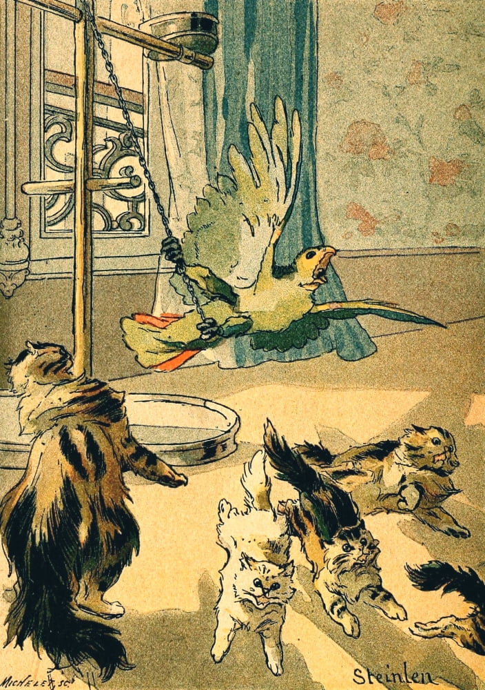 Folle journe 1900 Scared by a bird Canvas Art - Thophile Steinlen (18 x 24)