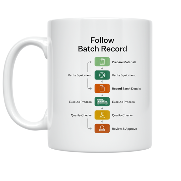 Follow Batch Record Process - Industrial Worker - 11 oz Ceramic Coffee Mug