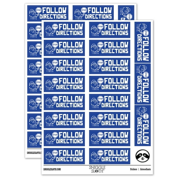 Follow Directions Stop Sign Teacher Student School Sticker Set - Dark Blue - Matte Finish - 2.00" Large