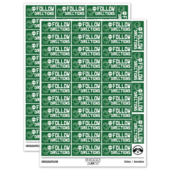 Follow Directions Stop Sign Teacher Student School Sticker Set - Dark Green - Matte Finish - 1.5" Small