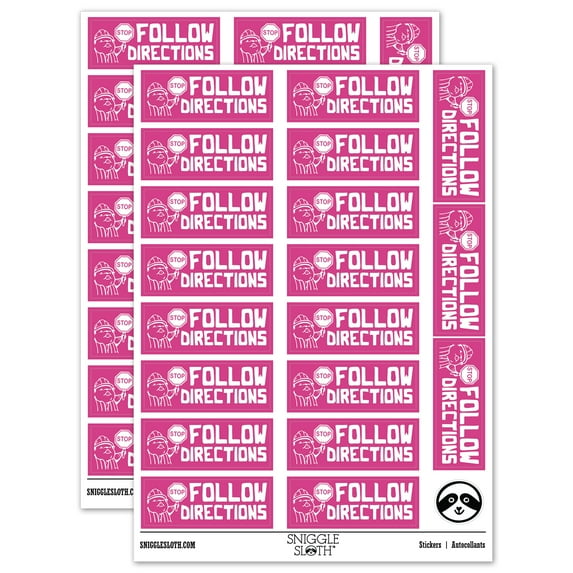 Follow Directions Stop Sign Teacher Student School Sticker Set - Hot Pink - Matte Finish - 2.00" Large