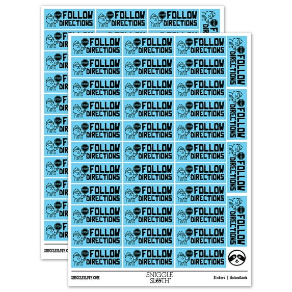 Follow Directions Stop Sign Teacher Student School Sticker Set - Light Blue - Gloss Finish - 1.5" Small