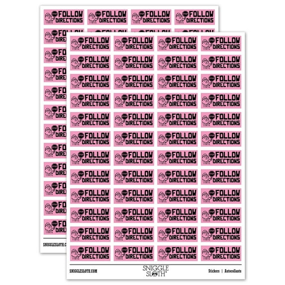 Follow Directions Stop Sign Teacher Student School Sticker Set - Light Pink - Matte Finish - 1.25" Mini