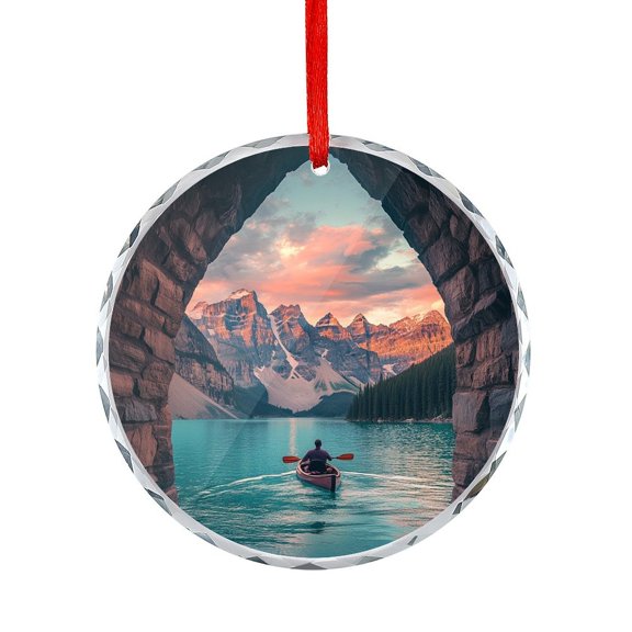 Follow Your Heart Crystal Glass Christmas Ornament Kayak Themed Gifts Christmas Decorative Hanging Ornaments Hanging Craft Collectibles for Xmas Trees Home Party Gifts
