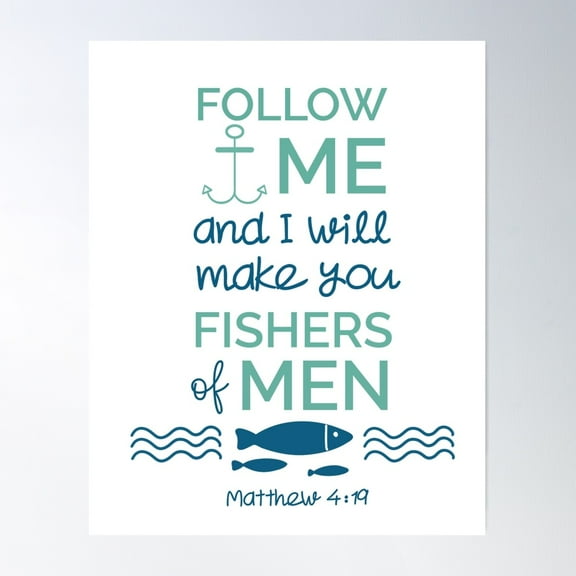 Follow Me And I Will Make You Fishers Of Men Poster Wall Art, Modern Wall Decor For Living Room Bedroom, 24x36 UNFRAMED