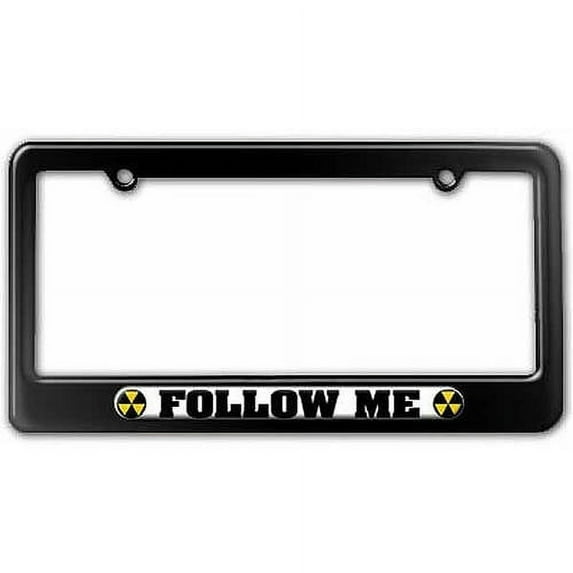 Follow Me Fallout Shelter Symbol License Plate Tag Frame, Multiple Colors