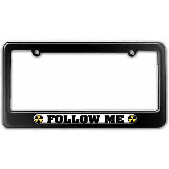 Follow Me Fallout Shelter Symbol License Plate Tag Frame, Multiple Colors