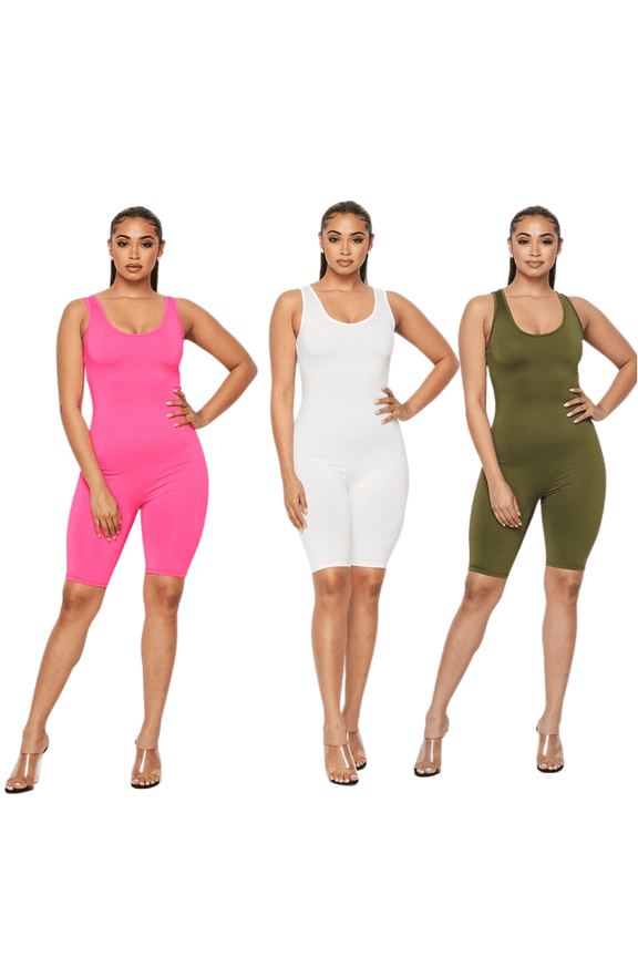 Follow My Curves-Basic Sleeveless Yoga Jumpsuit (Shorts)