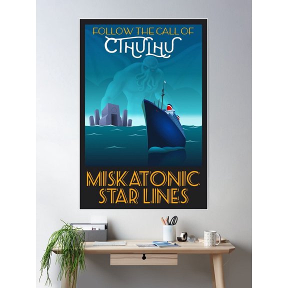 Follow The Call Of Cthulhu - Black Border Poster Wall Art Modern Wall Decor Wall Art