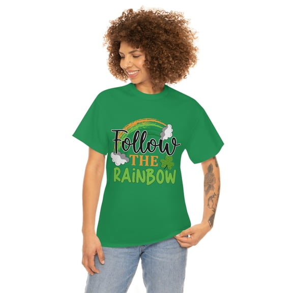 Follow The Rainbow Happy St Patrick's Day Irish Unisex Heavy Cotton Tee