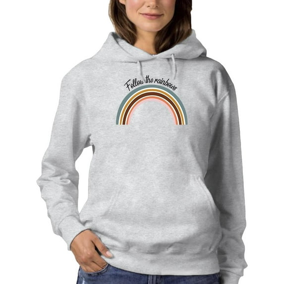Follow The Rainbows Retro Hoodie Women -Image by Shutterstock, Female x-Large