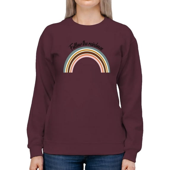 Follow The Rainbows Retro Sweatshirt Women -Image by Shutterstock, Female Medium