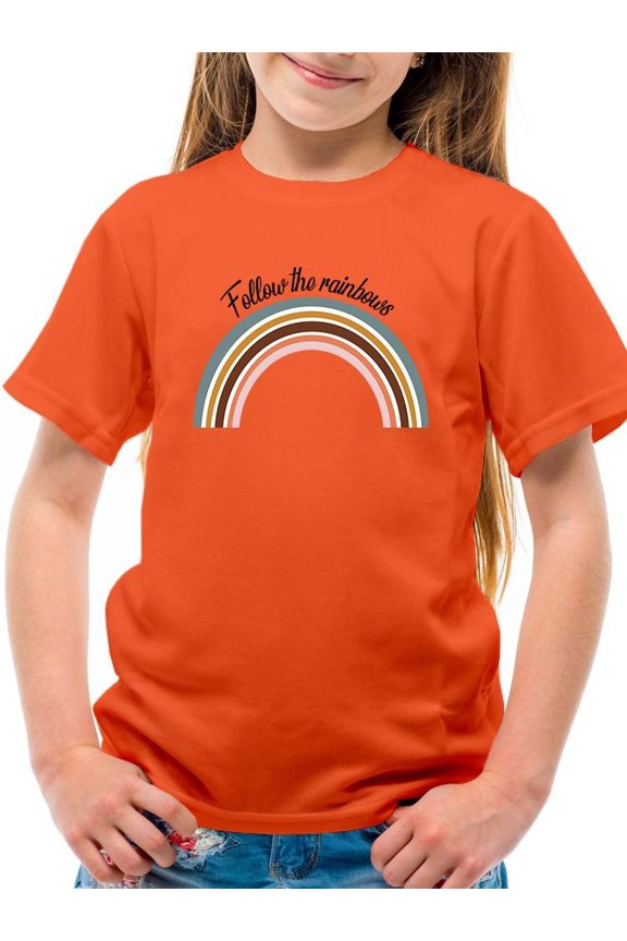 Follow The Rainbows Retro T-Shirt Juniors -Image by Shutterstock, Large