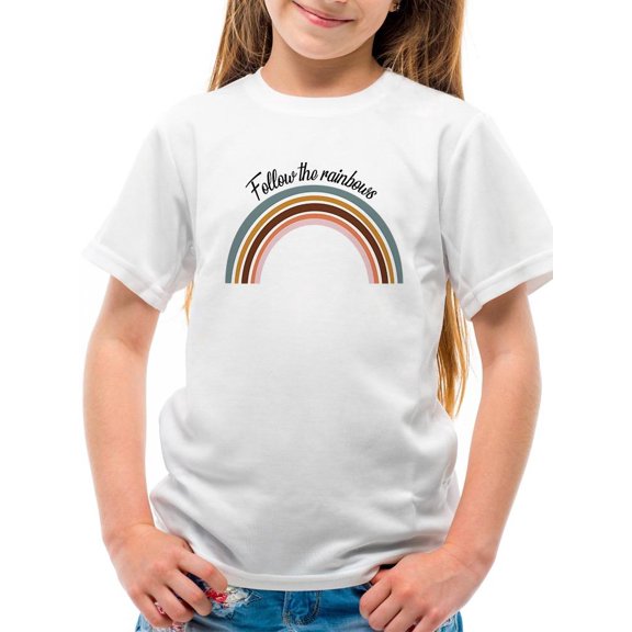 Follow The Rainbows Retro T-Shirt Juniors -Image by Shutterstock, x-Small