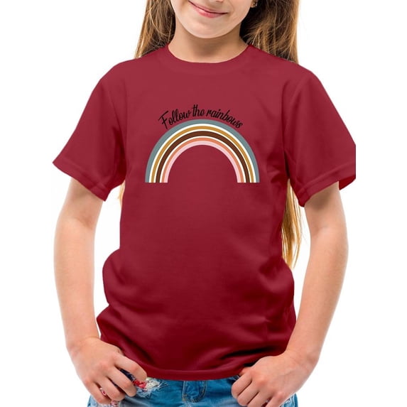 Follow The Rainbows Retro T-Shirt Juniors -Image by Shutterstock, x-Small