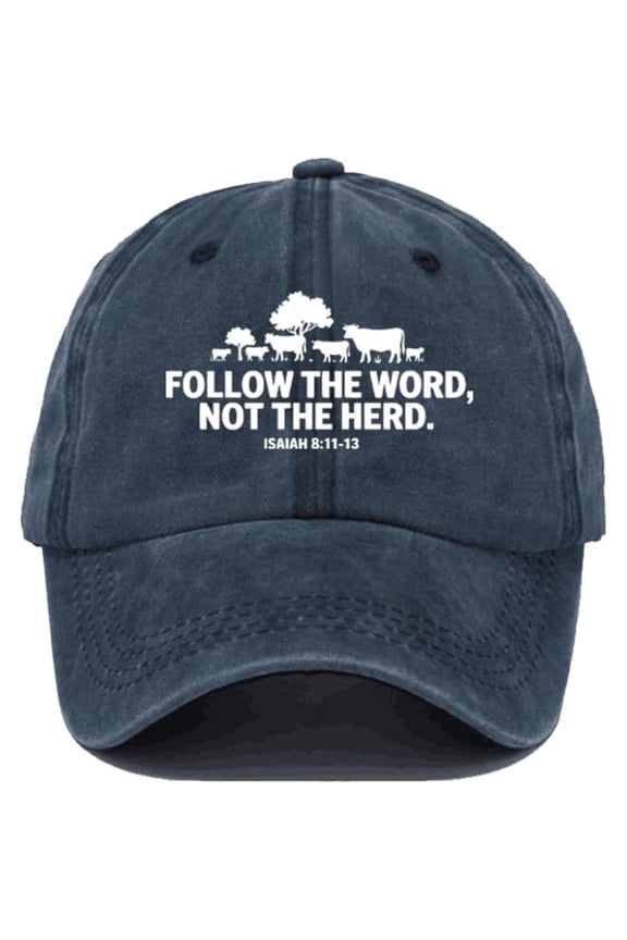 Follow The Word Not The Herd Hat, Christian Cow Cap for Women Funny Graphic Baseball Caps