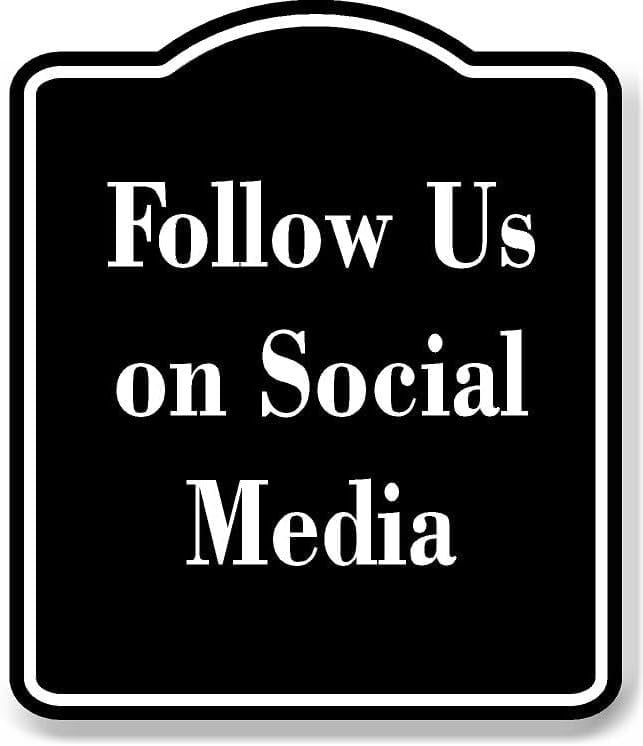 Follow Us on Social Media BLACK Aluminum Composite Sign 20''x24 ...