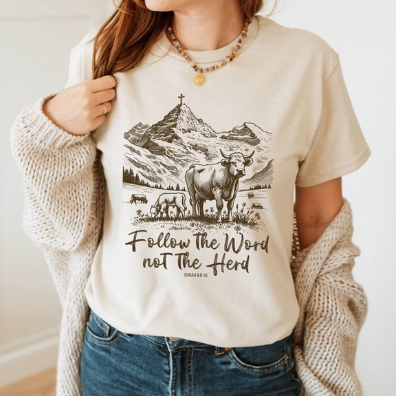 Follow The Word Not the Herd Shirt, Retro Bible Shirt, Isaiah 8:11-13, Christian Country Shirt,Western Cowboy Shirt,Western Cow Shirt TSHIRT All Size S-5XL