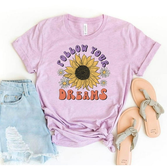 Follow Your Dreams T-shirt Motivational Gift Dreamer Tshirt Choose Happy Happiness Floral Shirts Inspirational