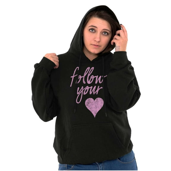 Follow Your Heart Cute Valentines Day Hoodie Sweatshirt Women Brisco Brands S