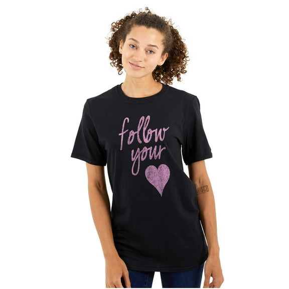 Follow Your Heart Cute Valentines Day Women's Graphic T Shirt Tees Brisco Brands L