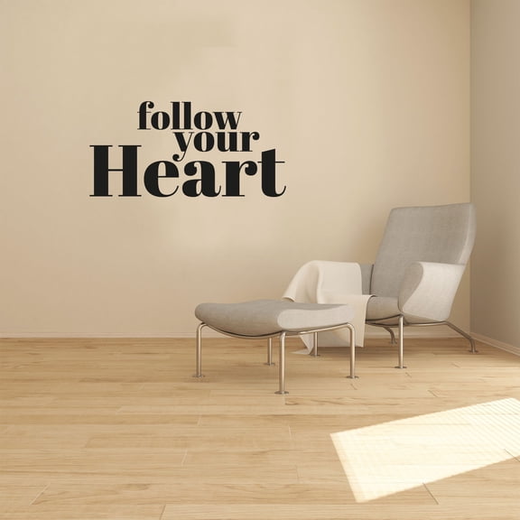 Follow Your Heart Quote Motivation Positive Life Mantra Inspiration Quotes Saying Wall Art Sticker Designs Vinyl Stickers For Home House Walls Rooms Window Bedroom Decoration Size (6x10 inch)