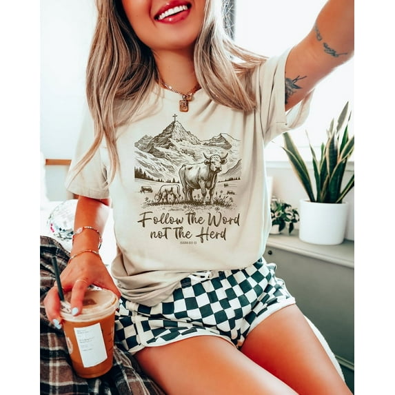 Follow the Word Not the Herd Shirt, Funny Bible T Shirt, Christian Country Shirt, Western Cowboy Shirt, Western Cow Shirt
