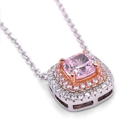 Follow your Passion with TheJewelryHut Dazzling Fancy Designer Antique Retro Vintage-Inspired Pink and White Crystalline in Silver Necklace