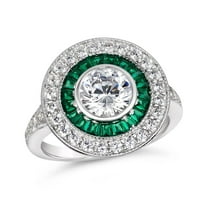 Follow your Passion with TheJewelryHut Fancy Designer Vintage Inspired Green and White Color Crystalline Stones in Silver Ring