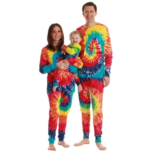 #FollowMe Family Cotton Pajama Set for Women  Soft, Coordinated Sleepwear (Tie Dye Bright Swirl, Womens Large)
