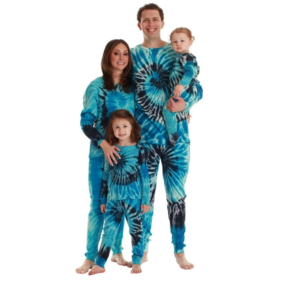 #FollowMe Matching Christmas Pajamas for Family & Couples Festive Holiday Sleepwear (Tie Dye Blue Swirl, Mens 2X-Large)