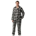 thumbnail image 1 of #FollowMe Mens Plaid Button-Front Flannel Pajama Set  Classic & Comfortable Sleepwear (Black / White - Buffalo Plaid, Small), 1 of 2