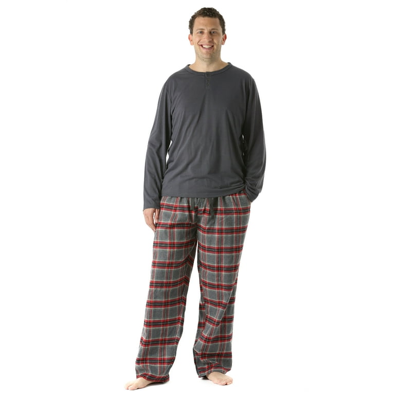 FollowMe Pajama Pants Set for Men Sleepwear PJs Grey Red Large