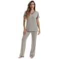 thumbnail image 1 of #FollowMe Pajama Pants Set with Satin Trim  Stylish, Cozy Sleepwear (Grey With Satin Trim, 3X), 1 of 3