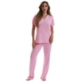 thumbnail image 1 of #FollowMe Pajama Pants Set with Satin Trim  Stylish, Cozy Sleepwear (Pink With Satin Trim, X-Large), 1 of 3