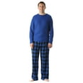 thumbnail image 1 of #FollowMe Mens Polar Fleece Pajama Pants Set  Ultra-Warm Sleepwear & PJs (Blue Top / Blue Buffalo Plaid Pant, X-Large), 1 of 3