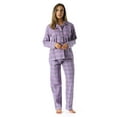 thumbnail image 1 of #FollowMe Printed Flannel Button-Front PJ Pant Set  Classic, Cozy Sleepwear (Grape - Plaid, Small), 1 of 3