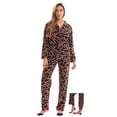 thumbnail image 1 of #FollowMe Printed Microfleece Button-Front PJ Pant Set with Socks  Soft & Stylish Sleepwear (Black - Candy Cane, Small), 1 of 4