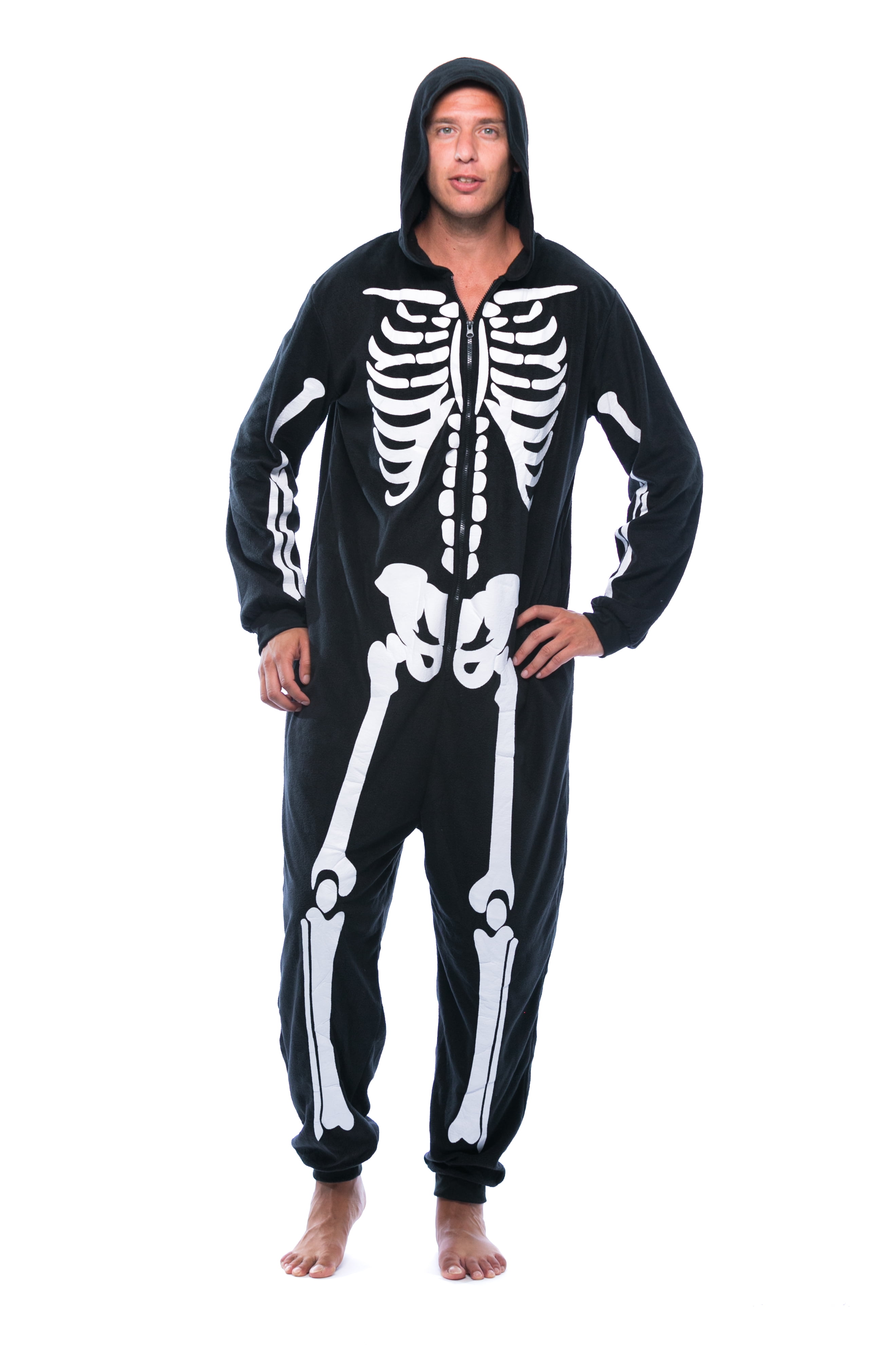 #FollowMe Skeleton Adult  Halloween / Onesie / Pajamas (Skeleton, Large)