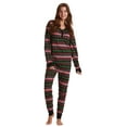 thumbnail image 1 of #FollowMe Women's Printed Henley Thermal Underwear Set with Jogger Pant (Black - Christmas Fairisle, Small), 1 of 3