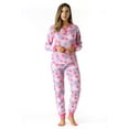 thumbnail image 1 of #FollowMe Women's Printed Henley Thermal Underwear Set with Jogger Pant (Pink - Snowflake, X-large), 1 of 3