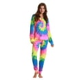 thumbnail image 1 of #FollowMe Women's Printed Henley Thermal Underwear Set with Jogger Pant (Tie Dye Neon, Medium), 1 of 3