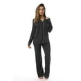 thumbnail image 1 of #FollowMe Womens Button-Down Pajama Pant Set with Notch Collar  Elegant & Comfortable Sleepwear (Black / Cream Rayon Spandex, 2X), 1 of 3