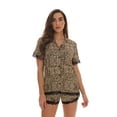 thumbnail image 1 of #FollowMe Womens Button-Down Pajama Shorts Set with Notch Collar  Chic & Comfy Loungewear (Cheetah, Small), 1 of 4