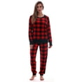 thumbnail image 1 of #FollowMe Womens Ultra-Soft Velour Jogger Pajama Set  Relaxing & Stylish Sleepwear (Red Black - Buffalo Plaid, 1X), 1 of 3