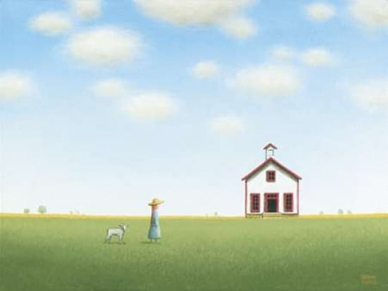 Followed Her to School One Day Canvas Art - Sharon France (18 x 24)