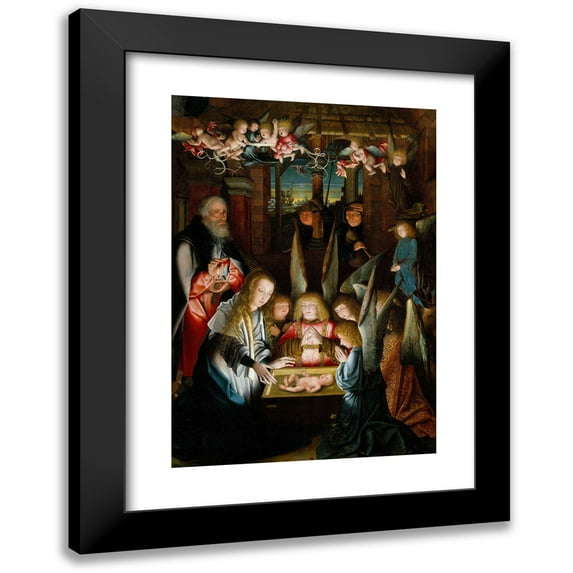 Follower Of Jan Joest Of Kalkar 18x24 Black Modern Framed Museum Art Print Titled - The Adoration of the Christ Child