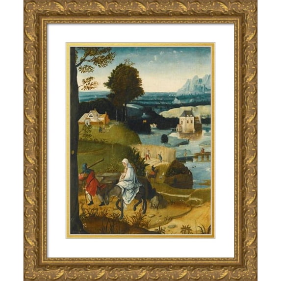 Follower of Cornelis Massys 12x14 Gold Ornate Wood Frame and Double Matted Museum Art Print Titled - The Flight into Egypt